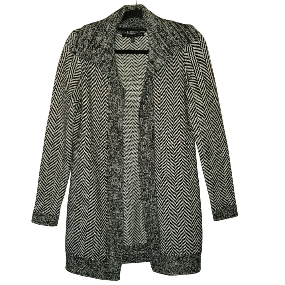 White House Black Market XS Women's Cardigan Sweater Chevron Knit Open Front